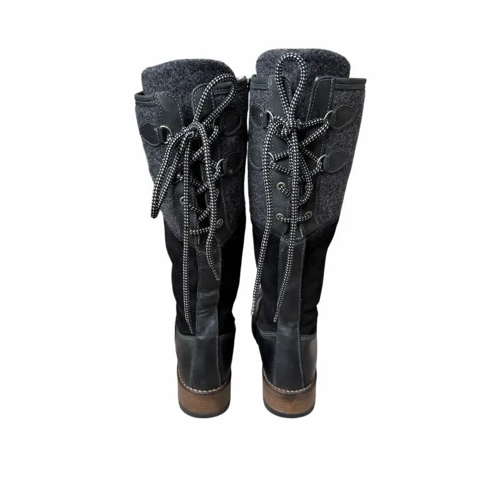 Boss‎ & Co Tall Boots Ginger Wool Shearling Waterproof Black Gray size 39 US
